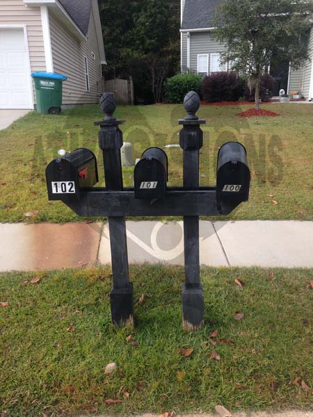 Heather Woods- 3 Mailboxes and Post