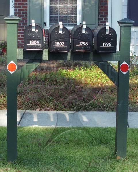 Tennyson Row- 4 Mailboxes and Post